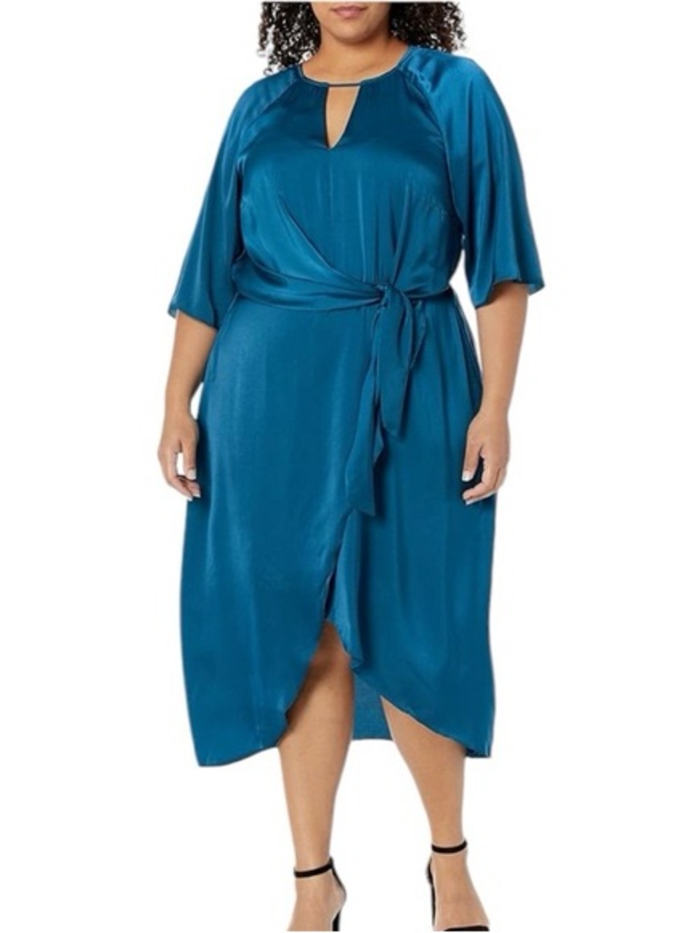 City Chic Flowy Blue Satin Midi Dress